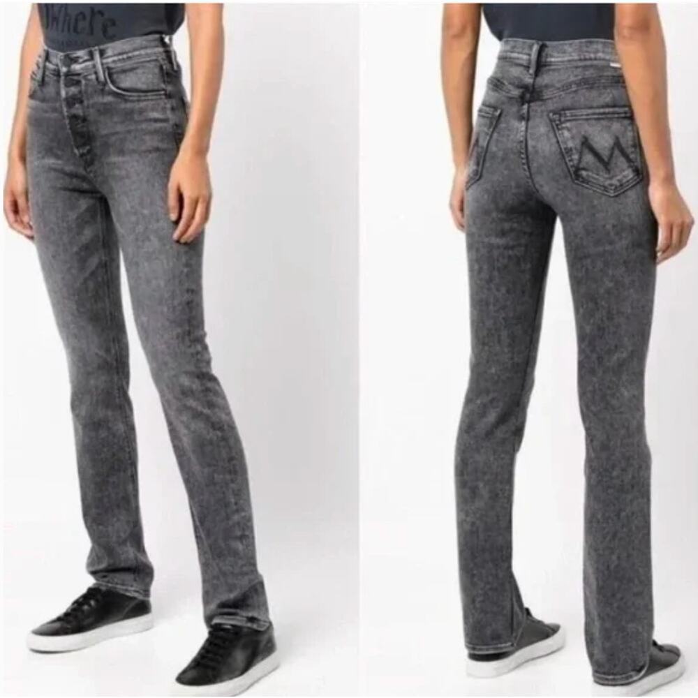 MOTHER Denim The Pixie Dazzler Skimp in Train Stops Jeans Size 26 Grey Acid Wash